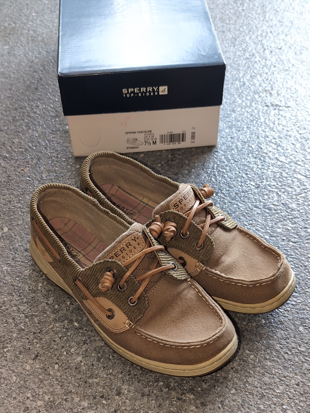 Sperry Ivyfish- Tan/Olive Canvas Boat Shoes